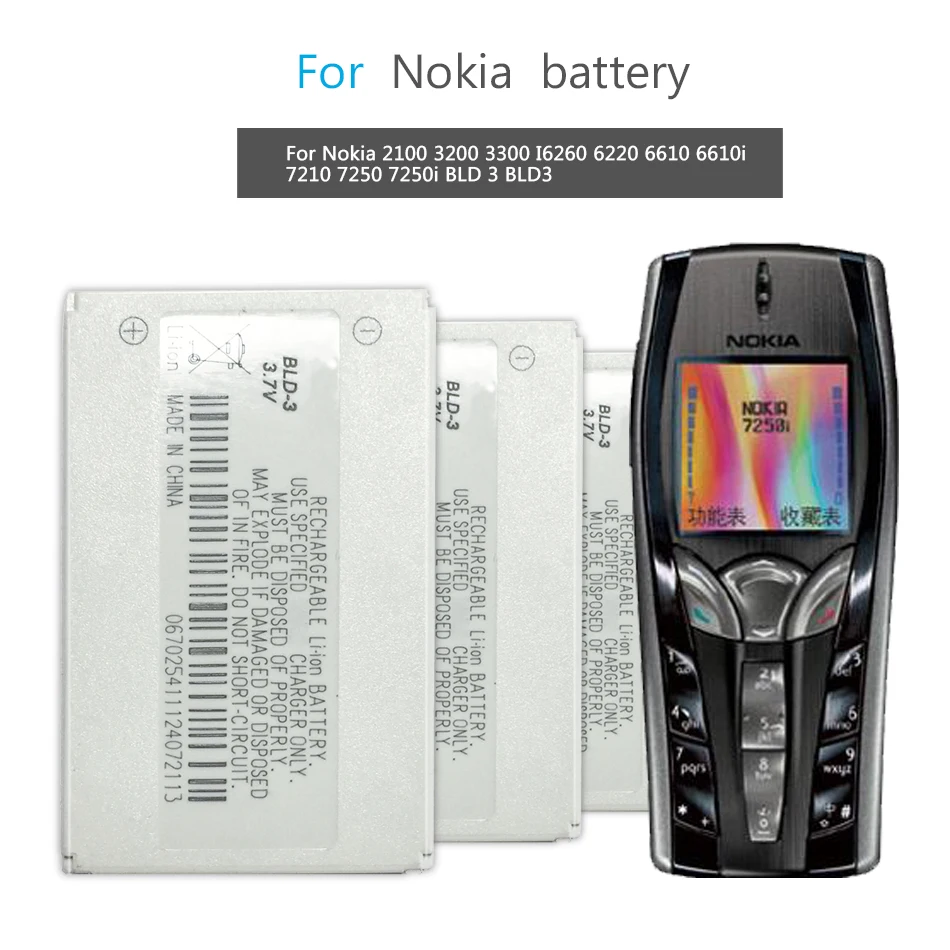 New Bld-3 Battery For Nokia 7210 3300 2100 6220 6200 6610 6610 7250 I6260  6610i 7250i Battery Bld3 Bld 3 - Mobile Phone Batteries - AliExpress
