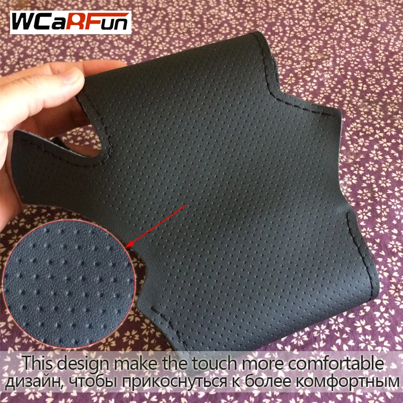 WCaRFun сшитый вручную черный чехол рулевого колеса автомобиля из искусственной