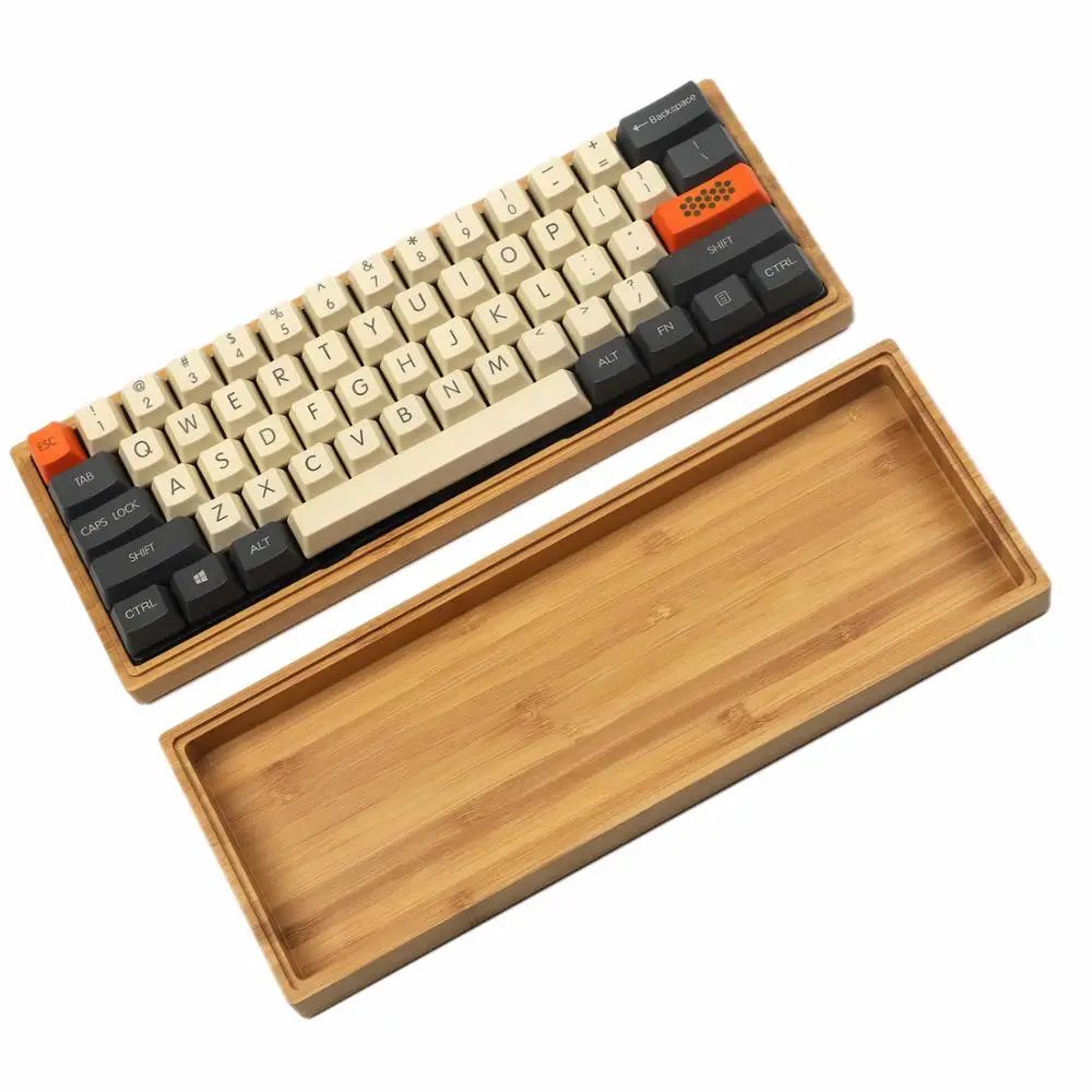 手作りgh60無垢材ケースqmkビアpcbプレート60% ミニメカニカルゲーミングキーボード互換pok3r木製シェル