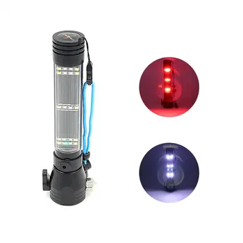 

BRELONG LED aluminum light flashlight rescue car USB solar charging red light blue flashlight
