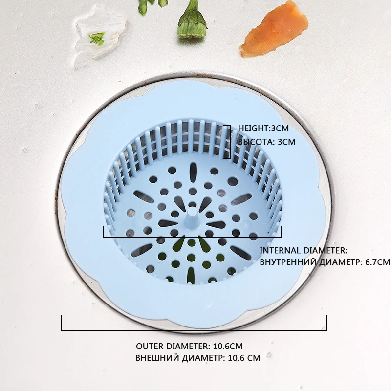 1 шт., фильтр для Кухонных Отходов, для ванной, пластиковый фильтр для раковины, анти-блокирующий трап, стопор для волос, аксессуары для ловли волос - Цвет: blue