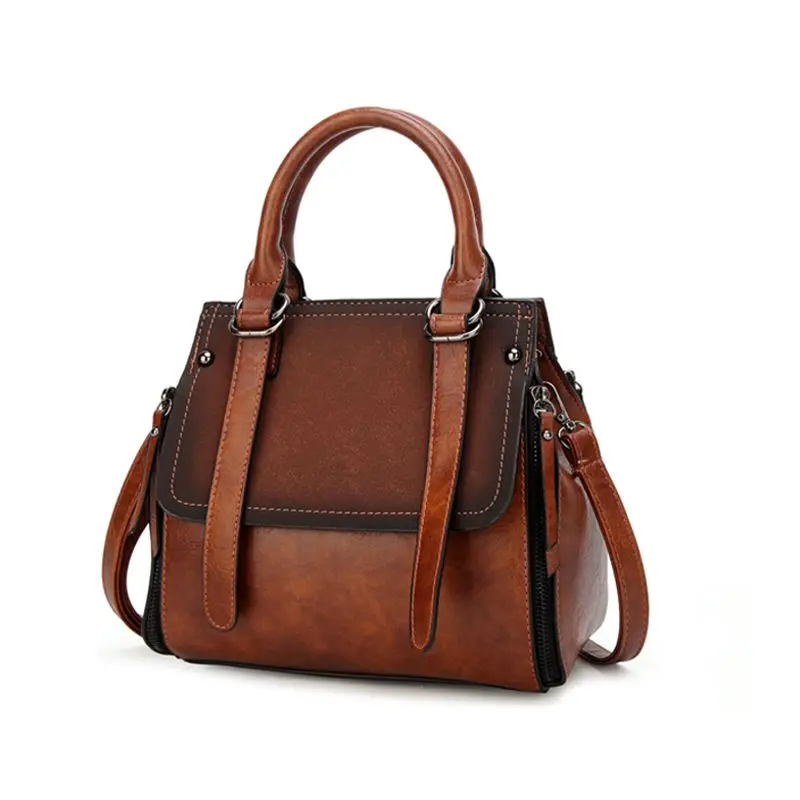 PU leather women handbag vintage tote bag panelled stone women shoulder bag messenger bag