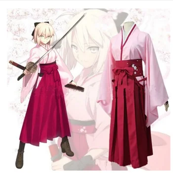 

2019 Hot Sale Anime Fate Grand Order Costume Okita Souji Saber kimono Cosplay Halloween cartoon costume for women