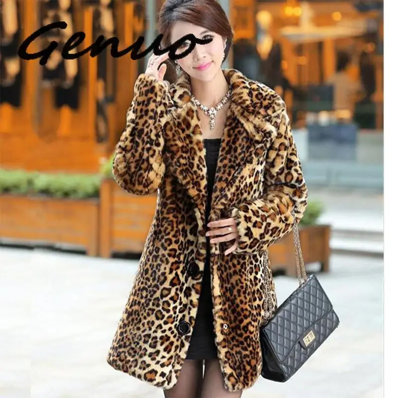 Genuo новое зимнее женское пальто из искусственного меха толстые теплые леопардовые пальто и куртки женская меховая парка manteau femme hiver
