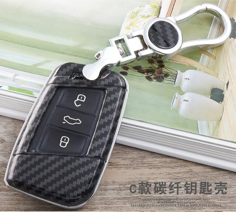 Сумка-Футляр для ключей из углеродного волокна для Volkswagen VW Golf 7 MK7 Tiguan для Skoda Octavia A7 RS для Seat Leon Ibiza