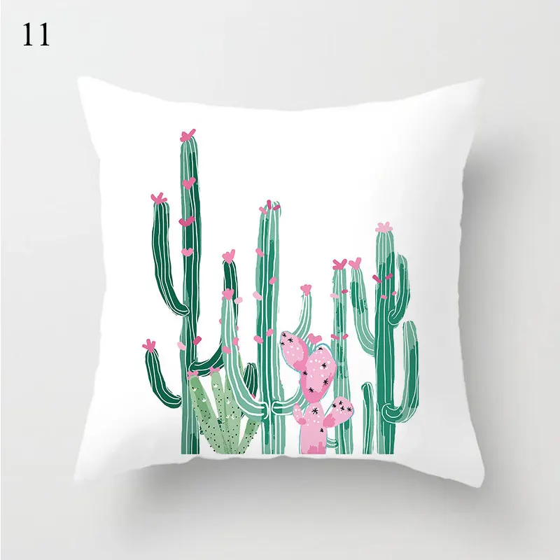 1PC Cactus Floral Print Cushion Cover Polyester Pillow Cases Throw Pillows Sofa Home Decor Pillowcase Decorative Pillow Covers