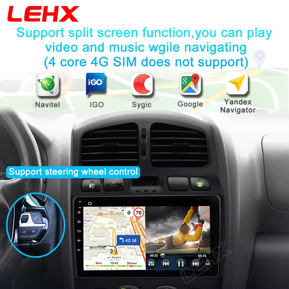 LEHX 9 дюймов Android 0 2Din 2 Гб ОЗУ головное устройство радио для 2005 2006 2015 Hyundai Classic Santa Fe