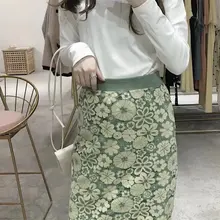 Elfbop Женская открытая кружевная короткая юбка с эластичной талией- Женская модная желтая/зеленая двухсторонняя юбка