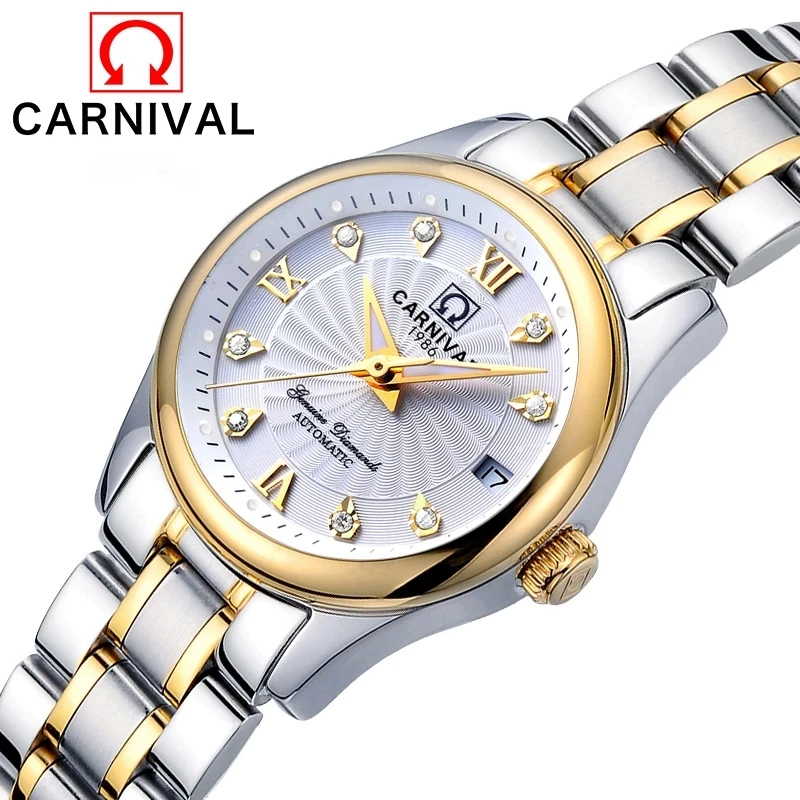 Carnival-Reloj mecánico de lujo para Mujer, cronógrafo de pulsera