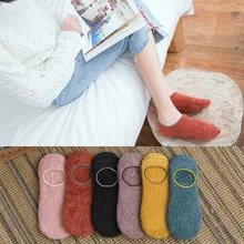 1 пара, женские осенне-зимние домашние теплые бархатные короткие носки, утепленные ворсистые мягкие нескользящие носки, зимние женские носки