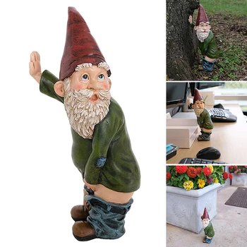 

Resin Naughty Garden Gnome Garden Statue Christmas Dress Up Garden Decoration Resin Gnome J8