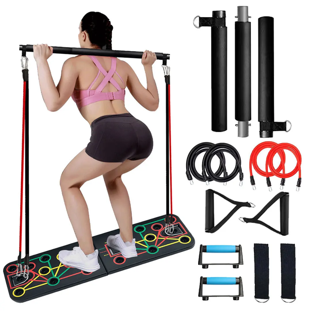 Push up bar push up stand Foldable 160lbs Rubber Bands Deep Squat Bar ABS Push Up Stands Board Frames Rack Chest Arm Home Gym Muscle Strength Exercise