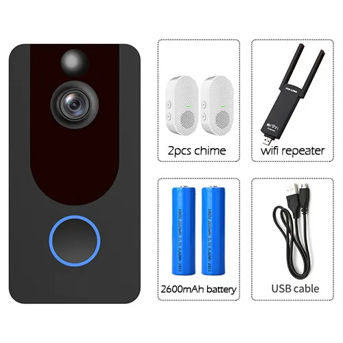 Timbre de puerta inteligente V7, cámara IP 1080P para apartamentos, alarma IR, intercomunicador de seguridad inalámbrico, WIFI, vídeo