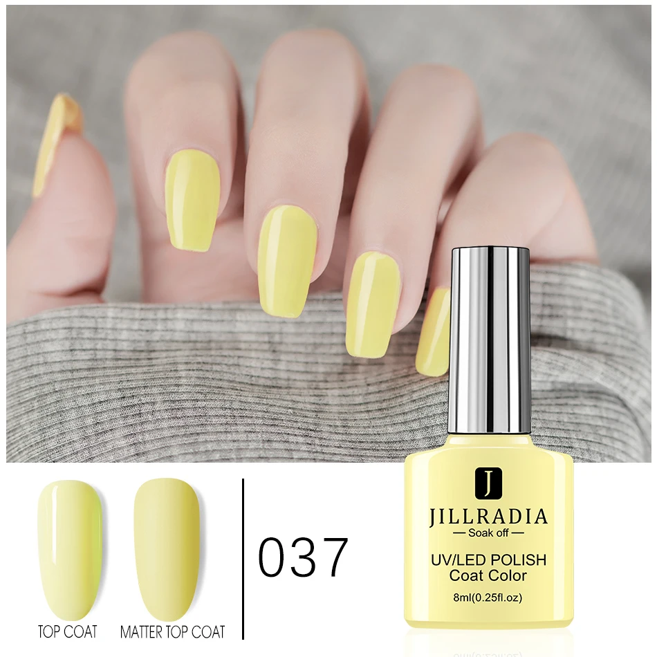 J037 Jillradia, 8 мл, Гель-лак для ногтей, маникюрный, УФ-светодиодный, гибридный, 60 цветов, Гель-лак, впитывающий, Гель-лак, Гель-лак для нейл-арта, инструменты - Цвет: J037