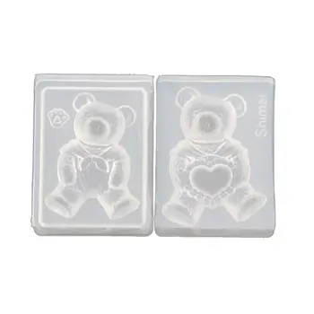 

2Pcs Cute Furry Bear Resin Mold Keychain Pendant DIY Pudding Chocolate Handmade Ice Cream Crystal Gum Paste Candy Mold