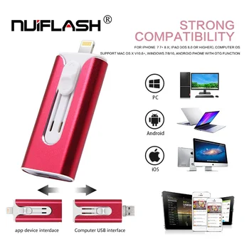 

nuiflash USB 2.0 3 in 1 Type-C/Micro USB/OTG Flash usb pen drive 32gb 64gb 128gb usb flash drive 16GB pendrive memory stick