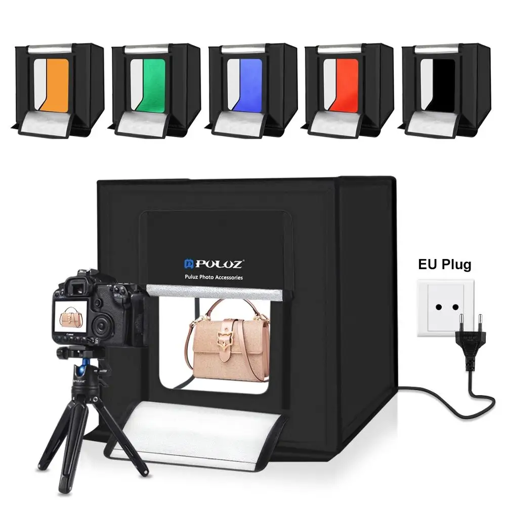 

40CM folding studio tent Mobile studio for Photography LED highlight dimming professional photo softbox 6 color background