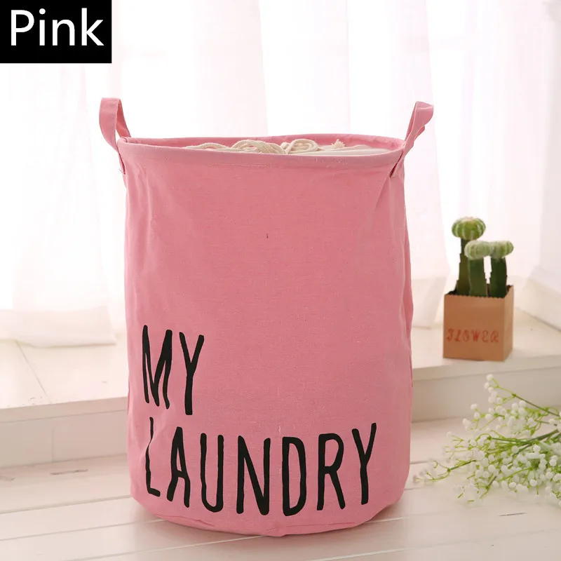 Pink Складная корзина для белья с ручками, детская корзина для хранения игрушек, корзина для грязной одежды, органайзер, ведро для белья - Цвет: Pink