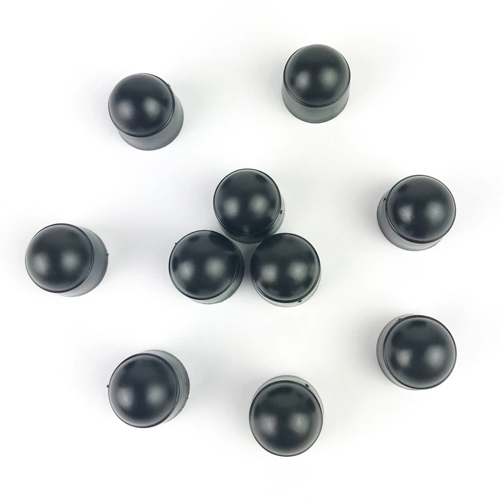 Set of 10 18mm Car Wheel Lug Nut Hexagonal Bolt Cover Cap Protector Black M6
