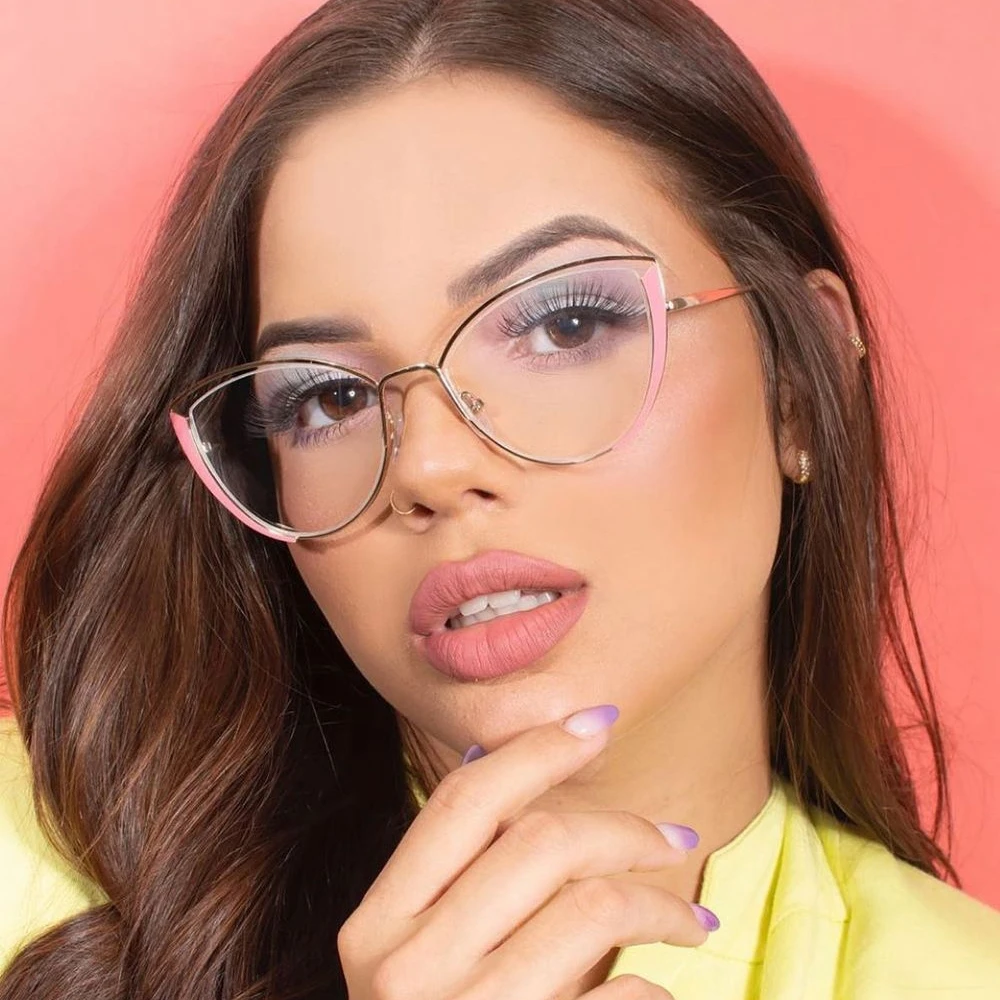 TR90 gafas con montura Metal mujer, lentes transparentes de diseño de marca, retro, a la moda, color azul|Las mujeres gafas de Marcos| AliExpress