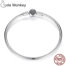 CodeMonkey Аутентичные 925 пробы Серебряная цепочка в виде змеи сердце браслет и роскошные ювелирные изделия CMC904