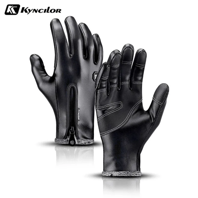 Gants d'hiver pour hommes et femmes, gants thermiques chauds en cuir polaire avec fermeture éclair, coupe-vent, imperméable, Ski, neige, Snowboard