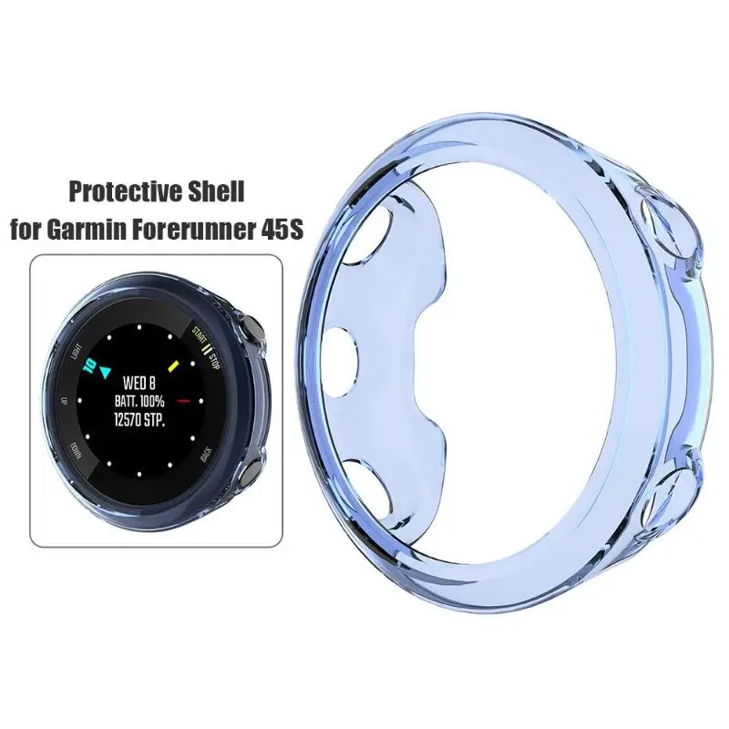 for 45S Blue ALLOYSEED мягкий прозрачный ТПУ защитный чехол для Garmin Forerunner 45 S 45 Smartwatch Защитный чехол оболочка рамка - Цвет: for 45S Blue
