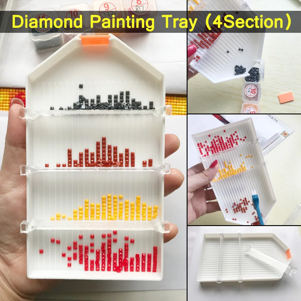 Diamond Painting Tools Kits Large Tray 4 Slots Easy to Work with 4