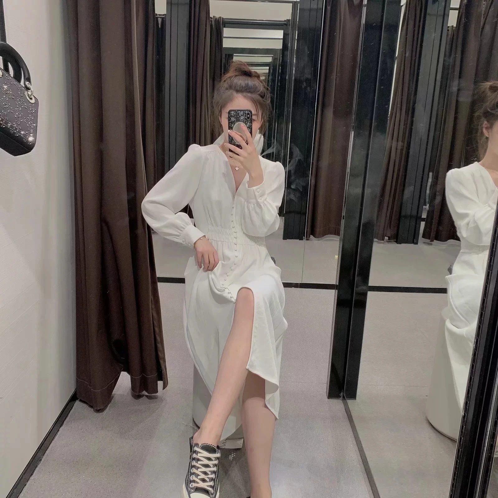 Женское летнее платье vestidos в винтажном стиле; офисное платье с рукавом три четверти и v-образным вырезом; vestidos de fiesta de noche; вечернее платье до середины икры