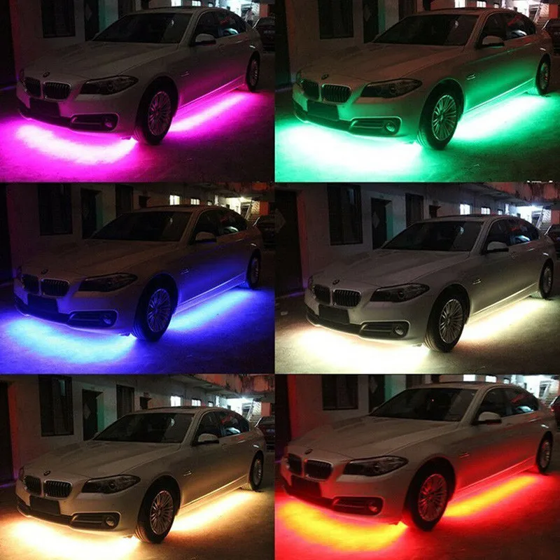 8 шт. RGB led ленточный светильник, водонепроницаемый SMD 5050 многоцветный автомобильный ленточный светильник, светильник, набор, пульт дистанционного управления/управление через приложение+ пульт дистанционного управления
