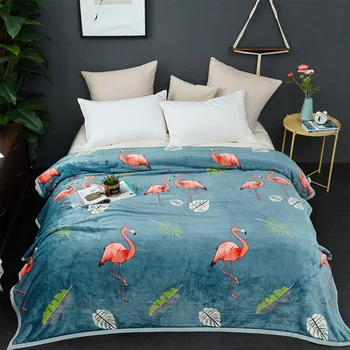 

Blue flamingo blankets quilts twin full queen luxury blankets fashion soft Throw Flannel blankets on Bed/car/sofa kids blankets