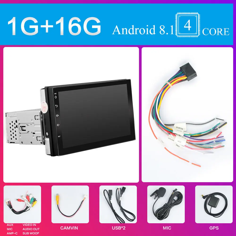 2 din автомагнитола 7 дюймов Android система плеер для Toyota Nissan VW 1 din Авто радио GPS навигация - Цвет: Черный