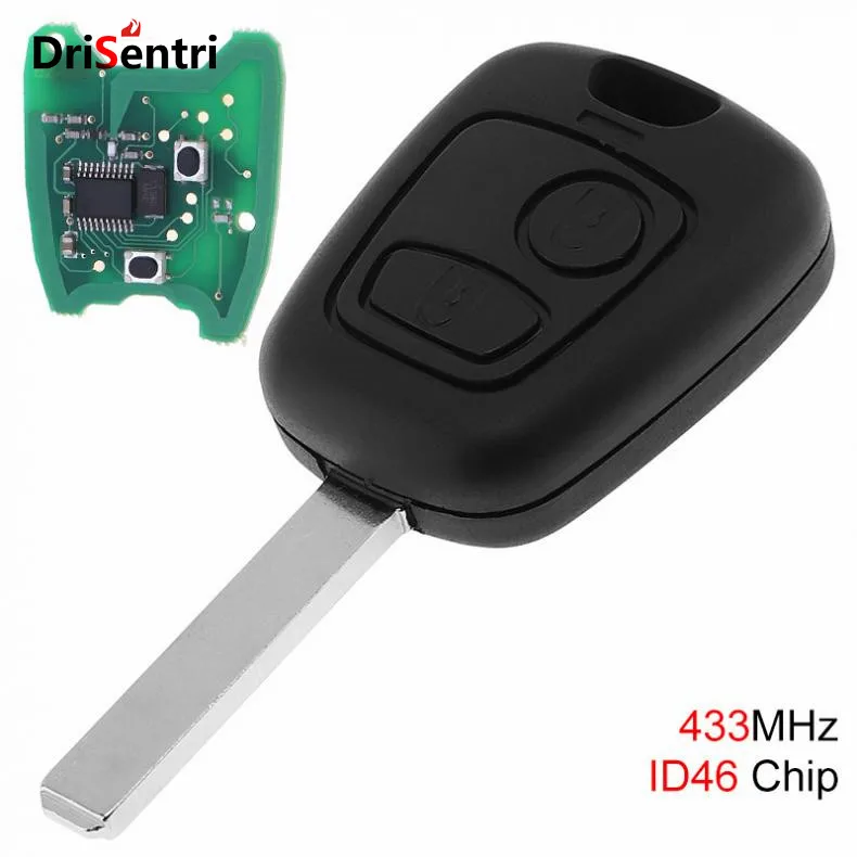 

433MHz 2 Buttons Remote Key Fob with ID46 Chip and Battery for Citroen C1 C2 C3 C4 Xsara Picasso New Listing