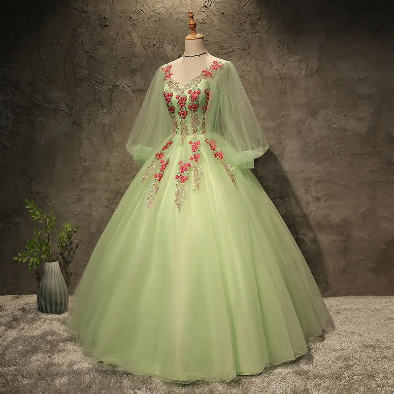 Robe de soiree с рукавом-фонариком вечернее платье ручной работы цветок Оман v-образным вырезом Tull красный Иллюзия вечернее платье для выпускного вечера Вечернее платье