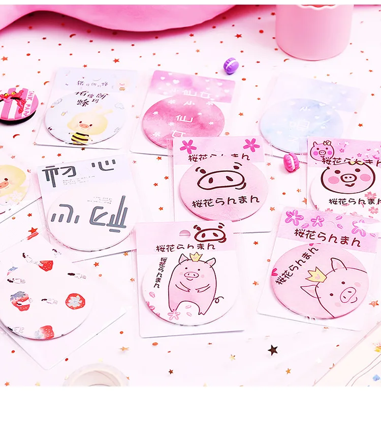 1597 Cute Portable Small Glasses Women's Mini Makeup Mirror Dress up Students Pocket Mirror Circle Cartoon Small Mirror