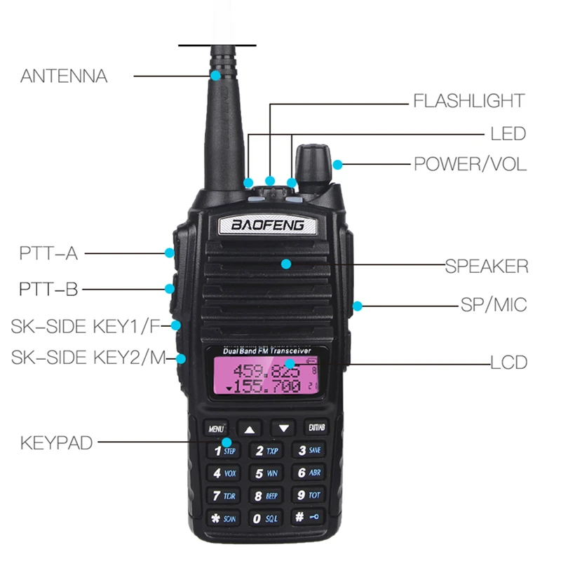 Baofeng UV82 двухдиапазонный двухсторонний радио 5 Вт рация 10 км CB Ham Радио VHF/UHF FM