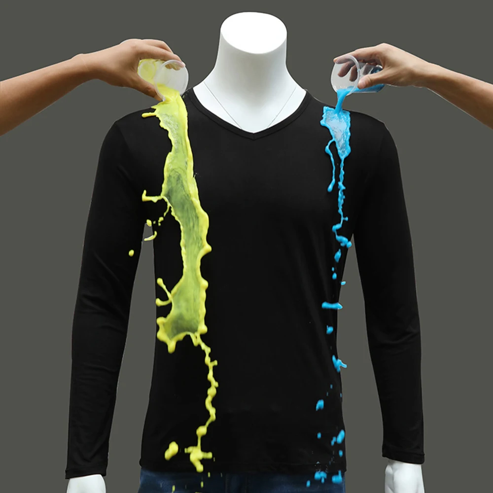 Креативная гидрофобная непромокаемая дышащая быстросохнущая футболка с длинным рукавом с защитой от грязи, водонепроницаемая Мужская футболка