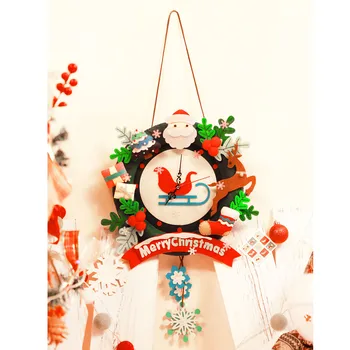 

Xmas Hanging Ornaments Wall Clock Christmas DIY Decoration Wreath Decor