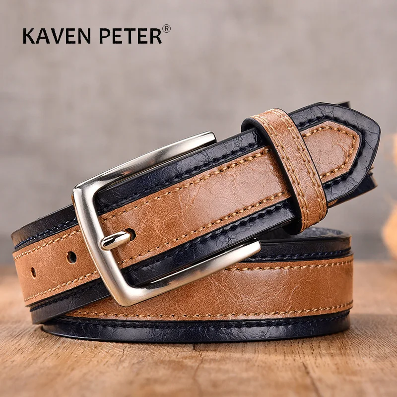 Designer Belts Men Pu Genuine Leather Fashion Casual Strap Male Jeans Luxury Brand Alloy Metal Pin Buckle Cintos Masculinos