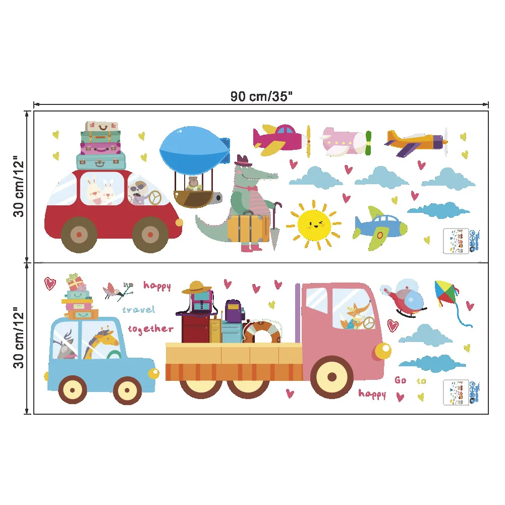 Мультяшные автомобильные наклейки на стену детская спальня съемные детские декоративные наклейки обои наклейки