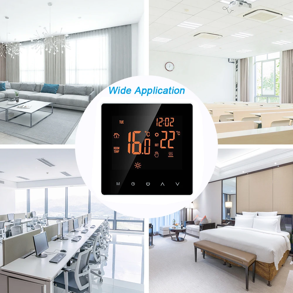 Thermostat 16A Wi-Fi /NO WIFI Orange / White Smart Thermostat Digital Temperature Controller APP Control LCD DisplayTouch Screen