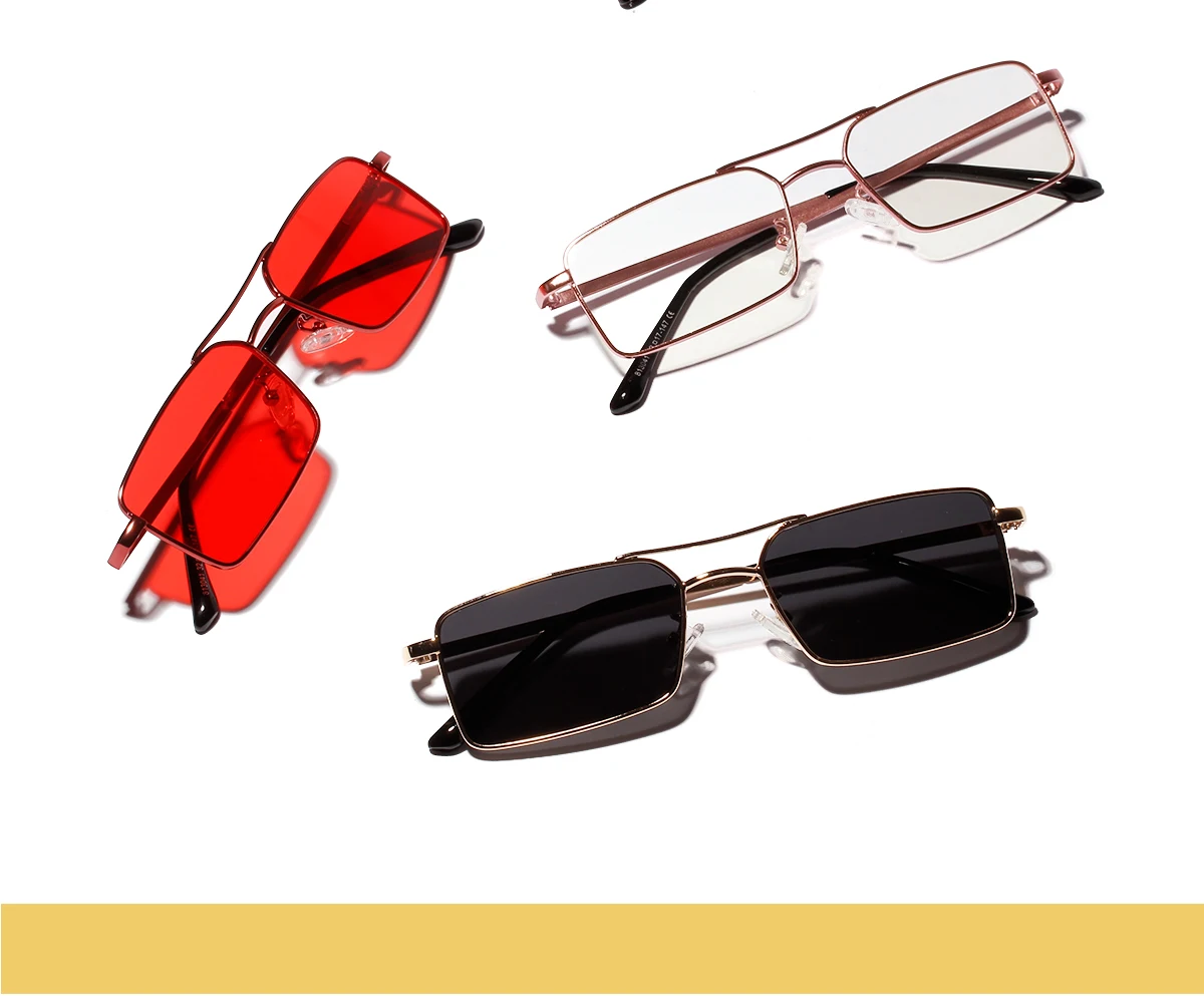 New sunglasses double beam small Metal frame square sunglasses