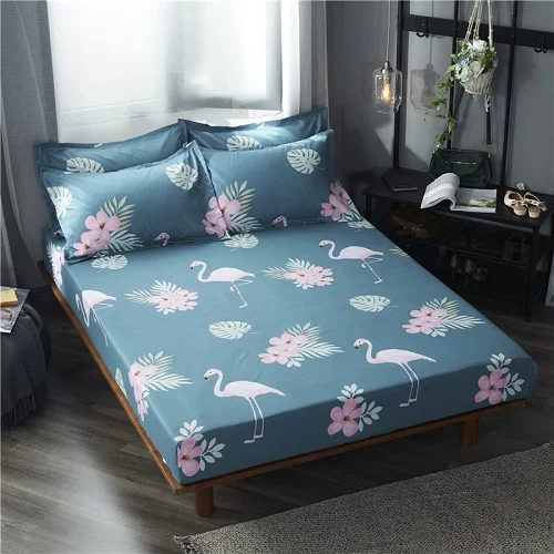 66 New Product 1pcs 100%Polyester Printed Solid Fitted Sheet Mattress Cover Four Corners With Elastic Band Bed Sheet - Цвет: huolieniao