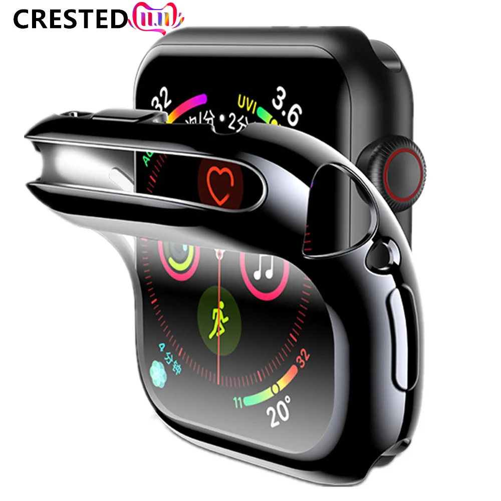 Funda protectora para Apple Watch, correa de 44mm/40mm para apple watch 6 5 4 3 42mm/38mm, accesorios protectores de pantalla iwatch, parachoques de silicona