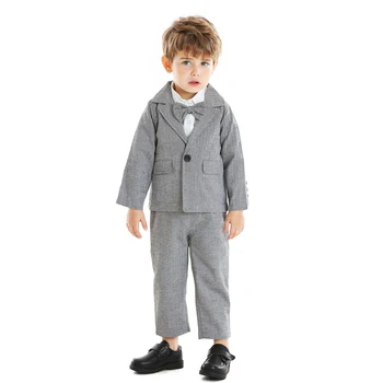 

Tem Doger Children Gentleman Set Little Boy Formal Clothing 3Pcs bowtie shirt+pants+suit For Kids Wedding Birthday Party Costume