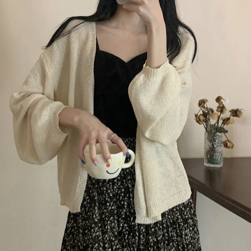 Gentle Wind Long Sleeve Sweater Women's Spring Autumn Thin 2021 New Style with Sunscreen Cardigan Coat Short Top |