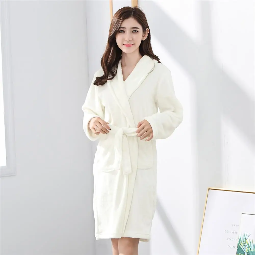 Winter Lovers Flannel Kimono Robe Gown Coral Fleece Homewear Casual Plus Size Men Nightwear Keep Warm Soft Bath Gown Sleepwear - Color: Women10