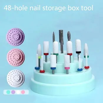 Najtaniej 48 Holes Nail Art Drill Bits Empty Storage Box Holder Stand Display Container Manicure Accessories Acrylic Cover Tools ^o^