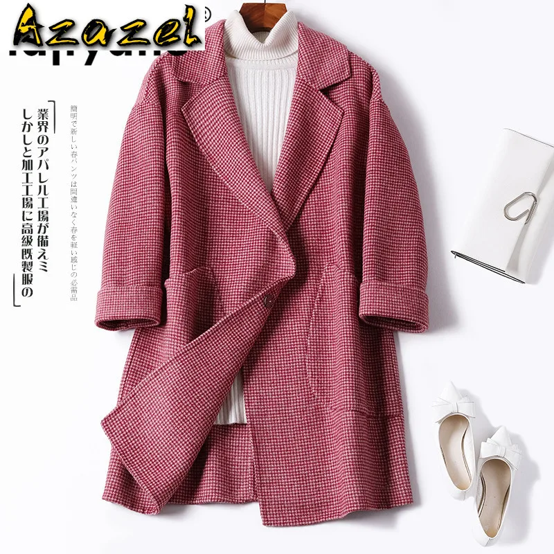 

Korean Vintage Long Wool Coat Women Clothes 2020 Spring Autumn Coat Female Red Coats Jacket Outwear Abrigo Mujer 18219 ZT2528