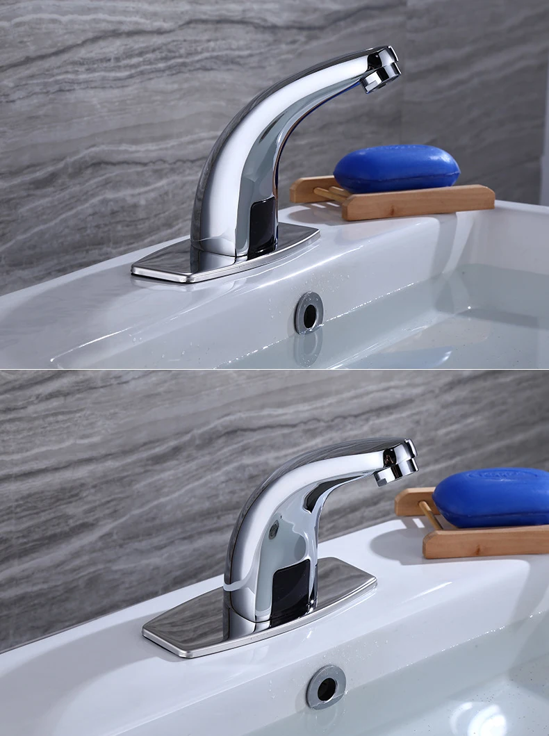 Sensor Faucet Bathroom Basin Smart Tap Single Cold Deck Mounted Chrome Faucets WC Single Hole Handle Copper Taps Washbasin Kraan